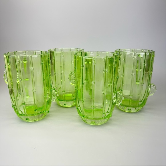John Lewis Green Glass Cactus Tumblers Glasses - Picture 2 of 8
